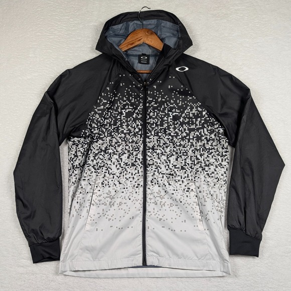Oakley Other - Oakley Windbreaker Jacket Mens Small Black Digital Pixel Gradient Golf Hoodie